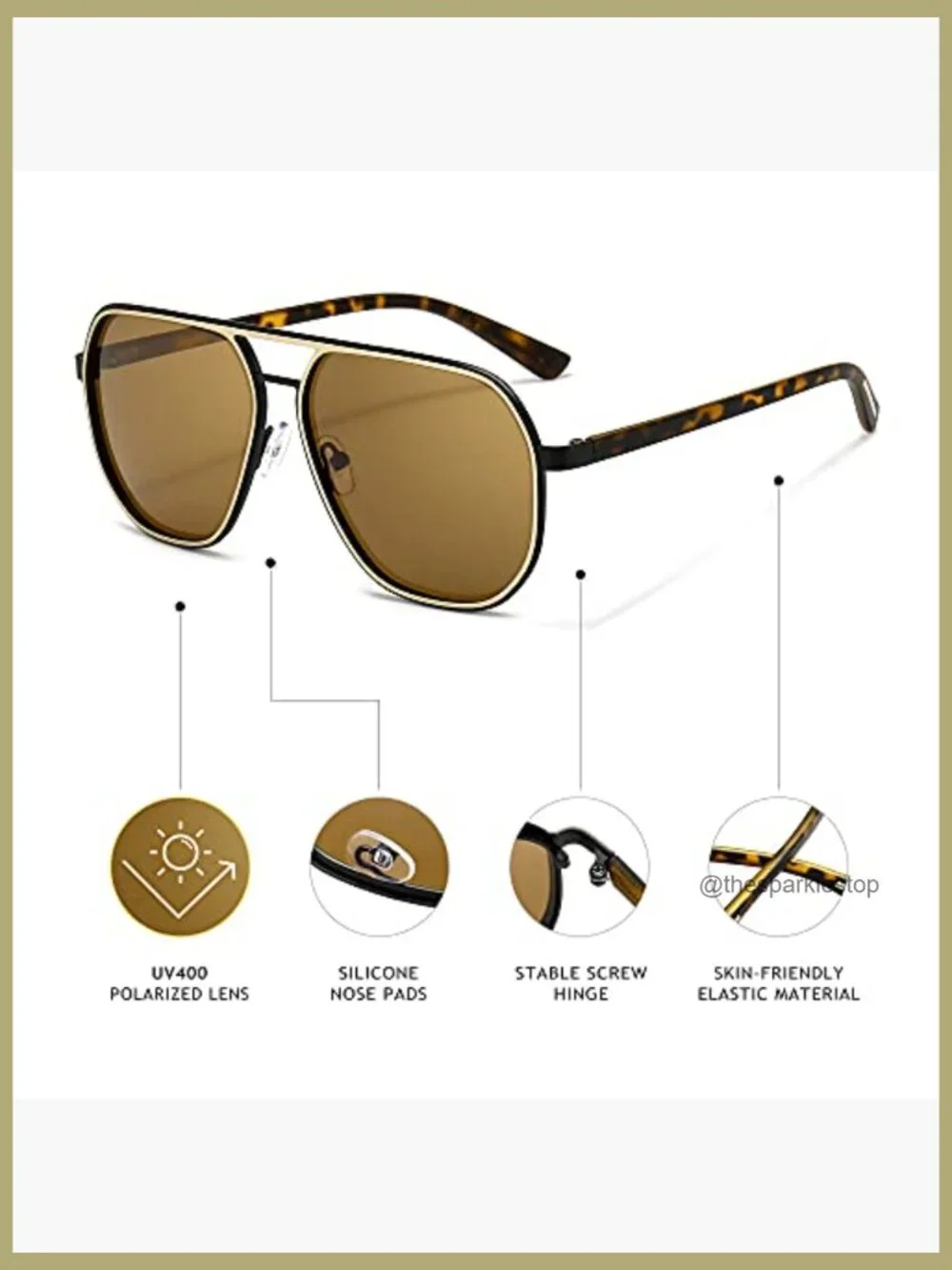 Polarized Aviator Sunglasses with Metal Frame UV400 Protection